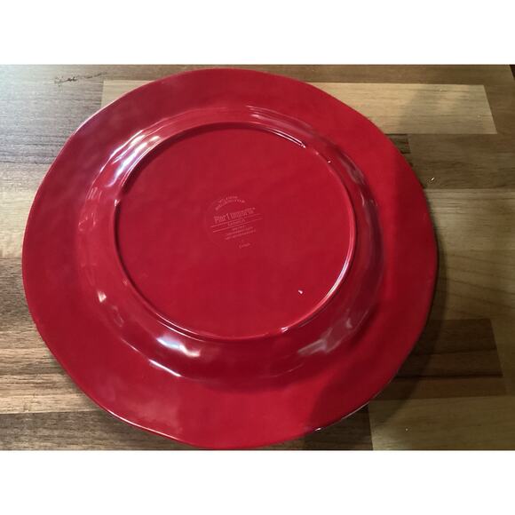 Set Of 4 Pier 1 Dark Red Carmelo Crackle Melamine 9” Salad Plates - Picture 8 of 8